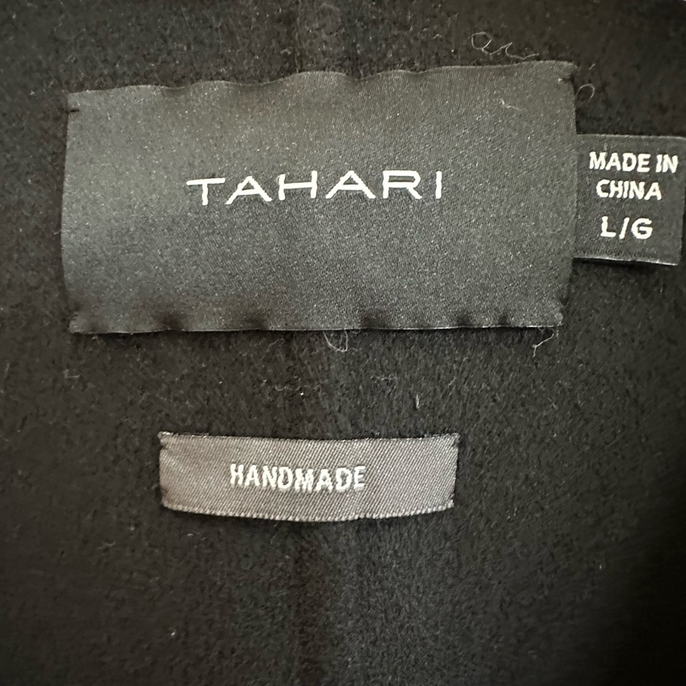 Tahari Elliot Black Wool Blend Wrap Coat Size L NWT - Picture 7 of 10